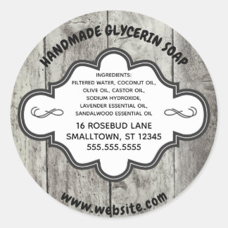 Handmade Soap Label Rustic Grey Wood Custom