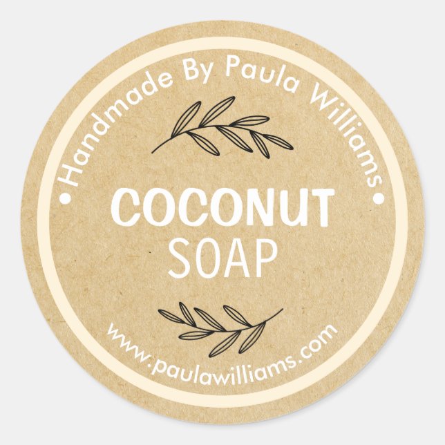 Handmade Soap Making With Leaves On Craft Sticker (Devant)