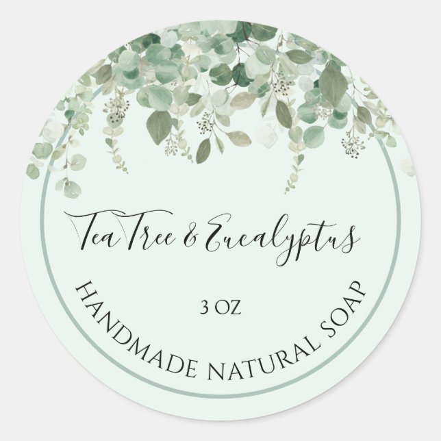 Handmade Soap Sticker Tea Tree and Eucalyptus (Front)