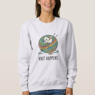 Handmade style pet doodle with colourful yarn cat sweatshirt