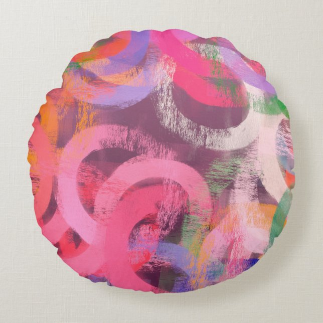 Handmade surreal abstract pattern. Modern artistic Round Pillow (Front)