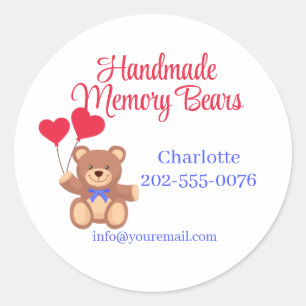 Handmade Teddy Memory Bear Business Classic Round Sticker