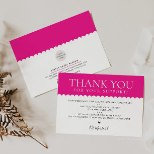 HANDMADE THANK YOU professional cute fuschia pink Card