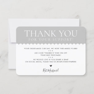 HANDMADE THANK YOU professional cute pale grey  Card
