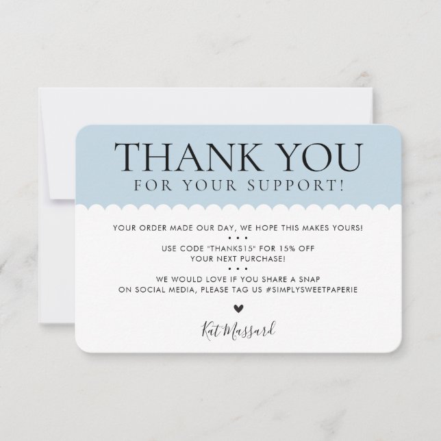 HANDMADE THANK YOU professional pretty pale blue (Front)