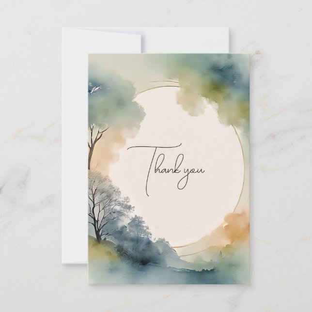 Handmade Watercolor Funeral Thank You Card (Front)