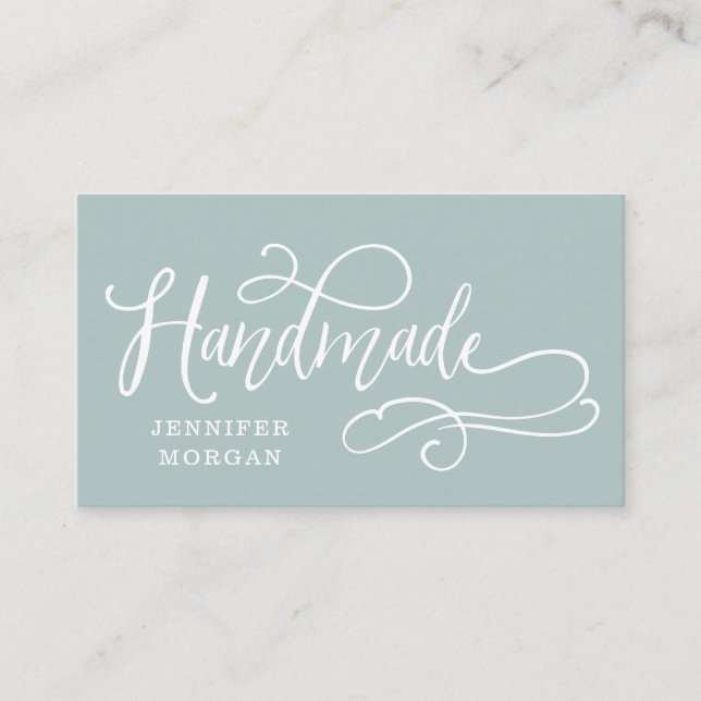 handmade whimsical script business card (Front)