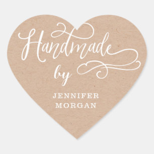 handmade whimsical script monogram heart sticker