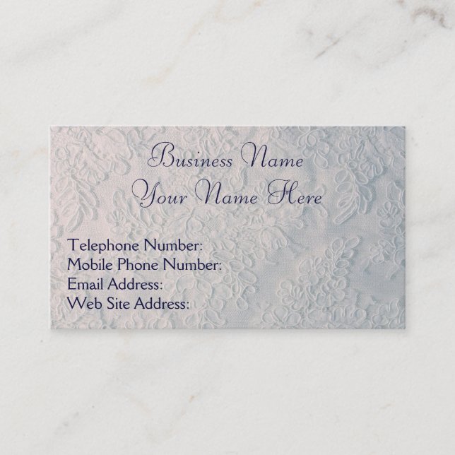 Handmade White Lace-effect Business Cards (Front)