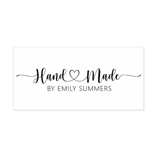 Handmade With Heart by custom name  Rubber Stamp (Imprint)