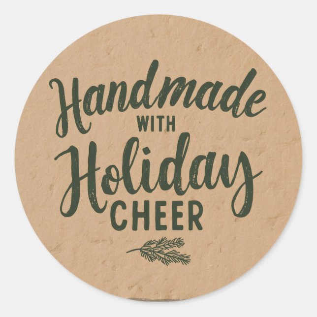 Handmade with Holiday Cheer Classic Round Sticker (Front)