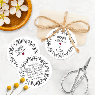 Handmade With Love Artisan / Crafts 2-Sided Hang Favour Tags