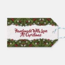 Handmade With Love At Christmas Tag
