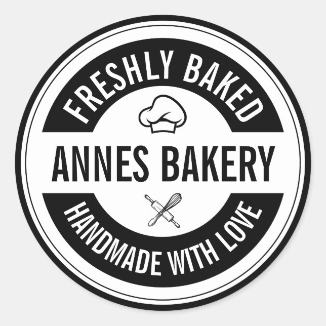 Handmade with love Bakery Business Sticker (Front)