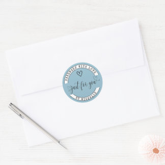 Handmade With Love Blue Elegant Script Sticker