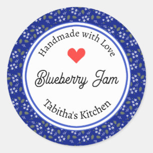Handmade with Love Blueberry Jam Muffin Custom Classic Round Sticker