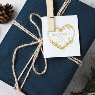 Handmade with Love botanical heart Rubber Stamp