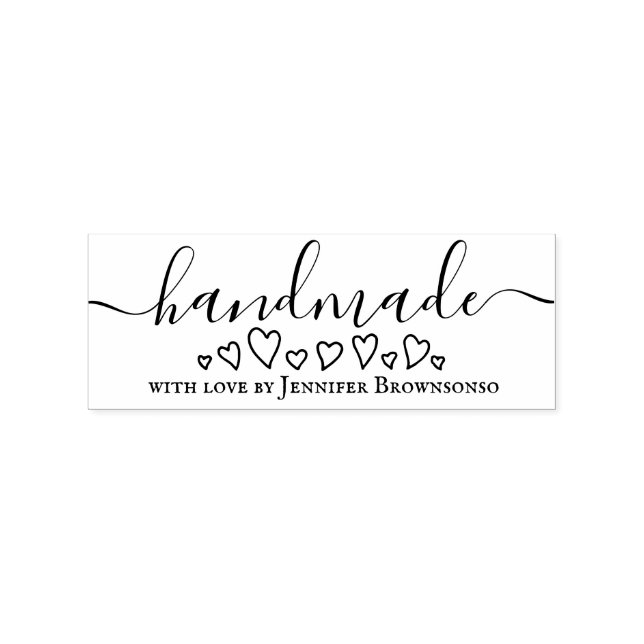 Handmade with love business hearts rubber stamp (Imprint)