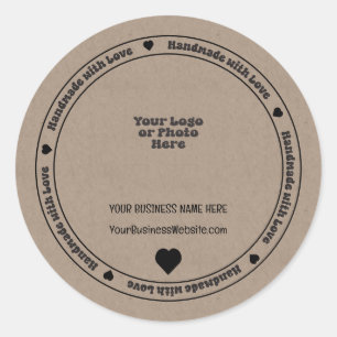Handmade with Love Business Kraft Paper  Classic Round Sticker