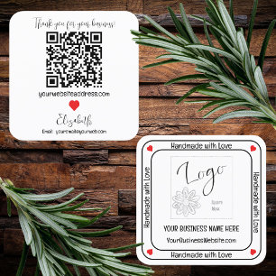 Handmade with Love Business Promo - Monochromatic Square Business Card