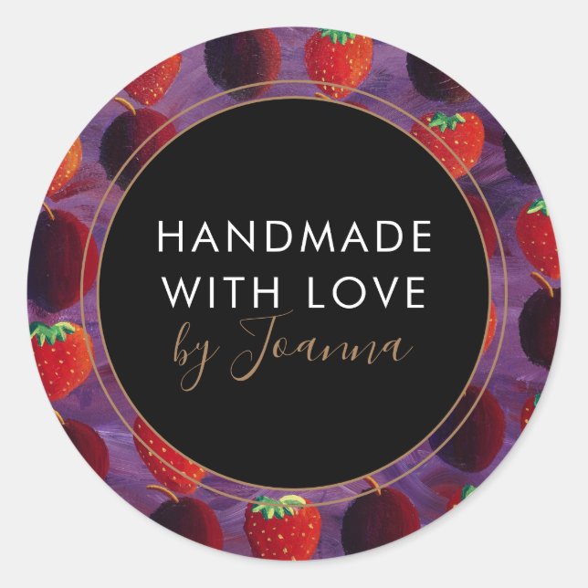 Handmade With Love Business Strawberry Fruit Label (Front)