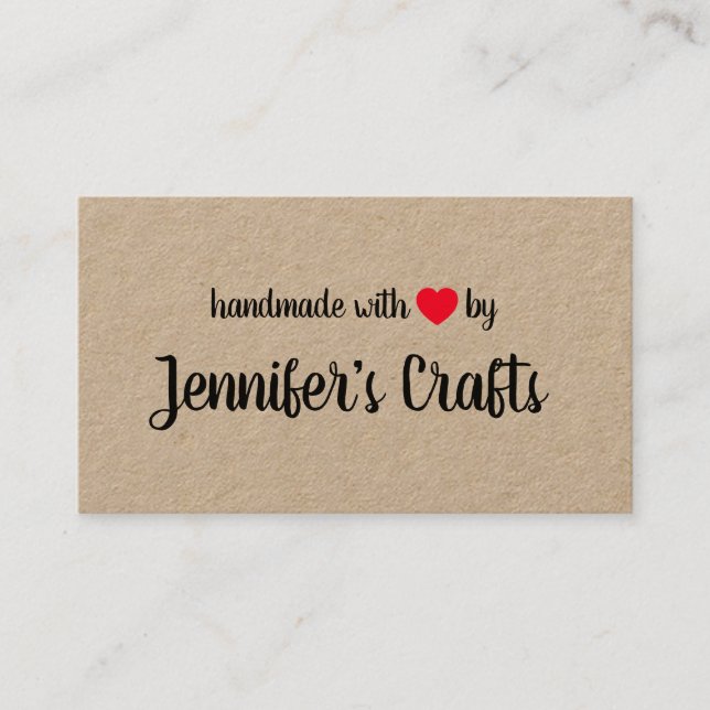 Handmade with Love by Creator Kraft Business Card (Front)