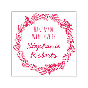 Handmade With Love by Custom Name Crafts Label Self-inking Stamp