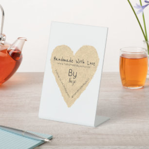 Handmade With Love By Suzi Heart Pedestal Sign