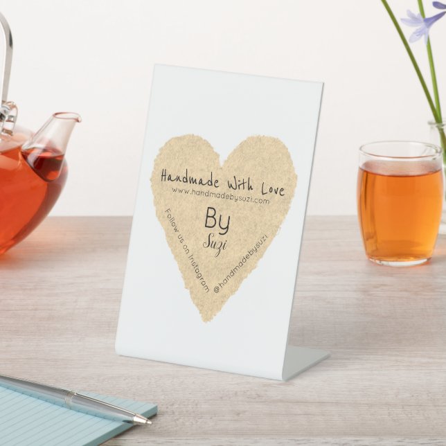 Handmade With Love By Suzi Heart Pedestal Sign (In SItu)