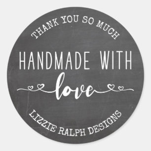 Handmade with Love Chalkboard Custom Thank You Classic Round Sticker