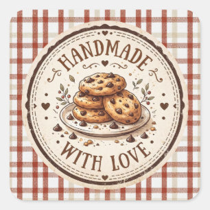 Handmade with Love Chocolate Chip Cookies Square Sticker