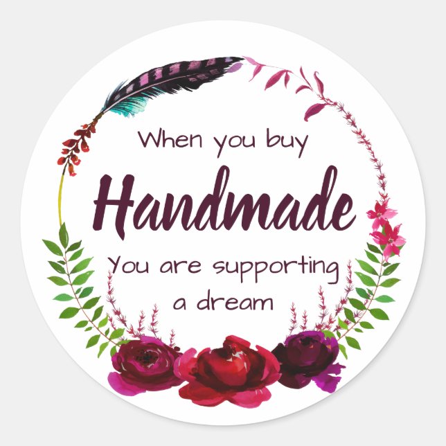 Handmade With Love Classic Round Sticker (Front)