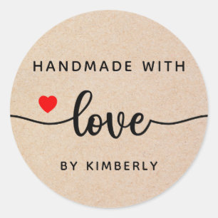 Handmade with Love Classic Round Sticker