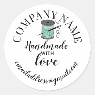 Handmade with love company name classic round sticker