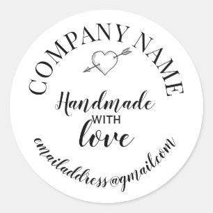 Handmade with love company name classic round sticker