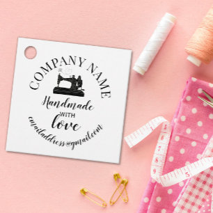Handmade with love company name sewing machine cla favour tags
