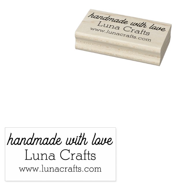 Handmade with Love Company Name & Website Rubber  Stamp (Stamped)