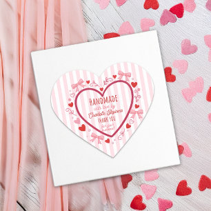 Handmade With Love Coquette Heart Thank You  Heart Sticker