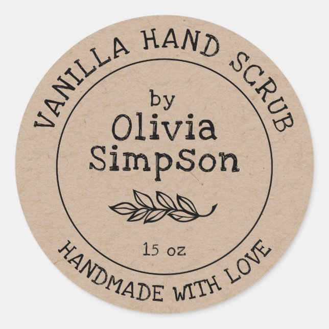 Handmade with Love Cosmetics Product Label (Front)