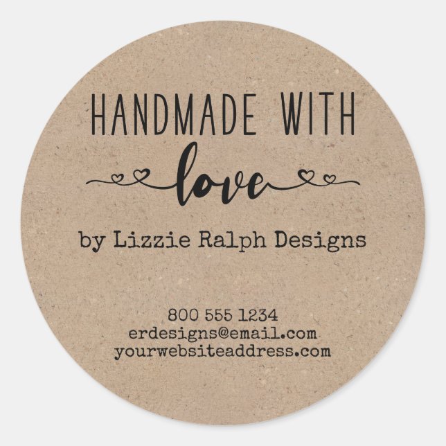 Handmade with Love Country Kraft Look Labels (Front)
