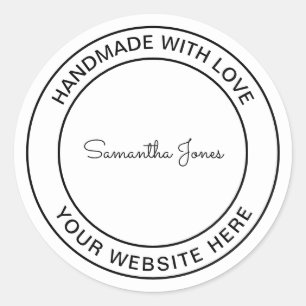 Handmade with Love Craft DIY Cool Hipster Business Classic Round Sticker