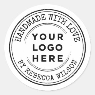 Handmade with love Custom Business Logo Classic Round Sticker
