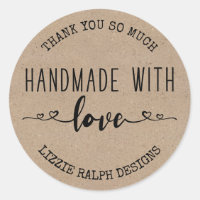Handmade with Love Custom Kraft Look Thank You