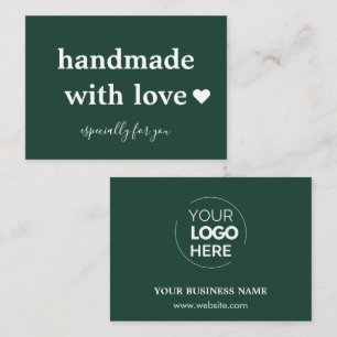 Handmade With Love   Custom Logo Green Business Card