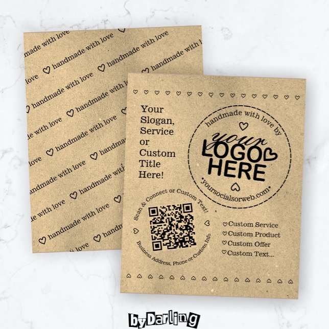 Handmade with Love Custom Logo QR Code Rustic Flyer (Handmade with Love Custom Logo QR Code Rustic Flyer Double Sided)