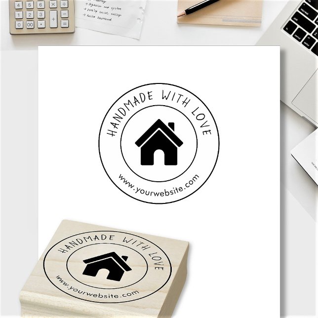 Handmade With Love Custom Logo Text Personalized Rubber Stamp (Creator Uploaded)