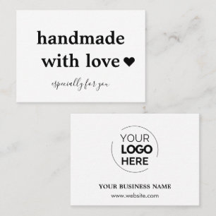 Handmade With Love   Custom Logo White Business Card