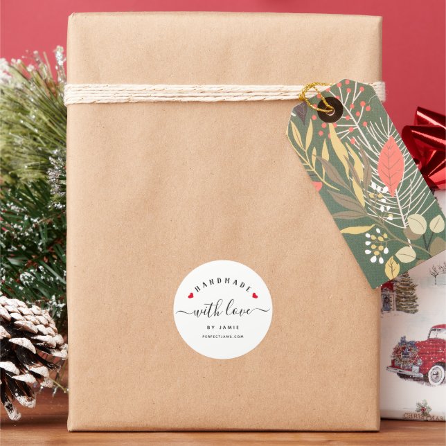 HANDMADE WITH LOVE Custom Modern Script Gift Tag (Holiday)