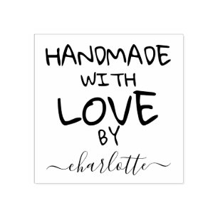 Handmade with love custom personalized typography rubber stamp