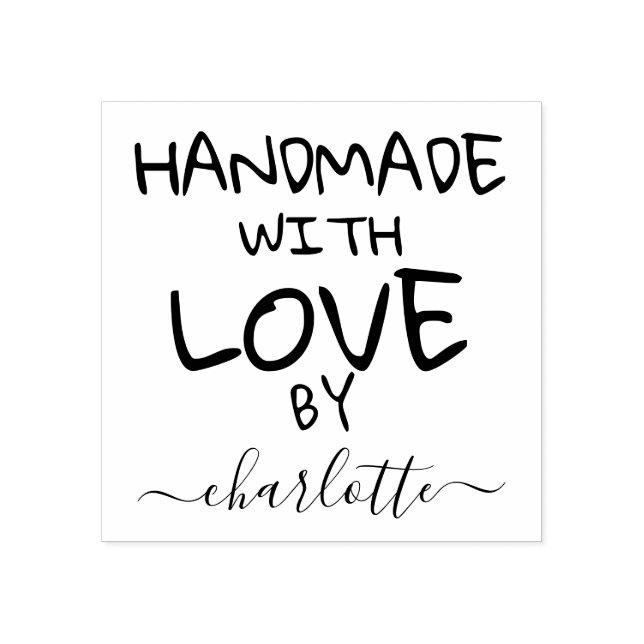 Handmade with love custom personalized typography rubber stamp (Imprint)